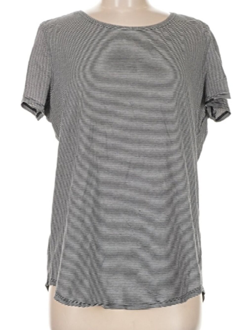 Lululemon Athletica Black & White Striped Crew Neck Short Sleeve Tee Size 10